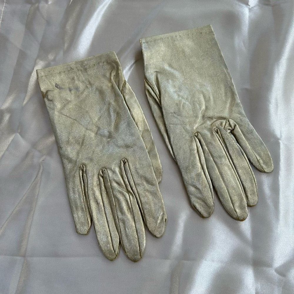Vintage gold evening gloves XS
